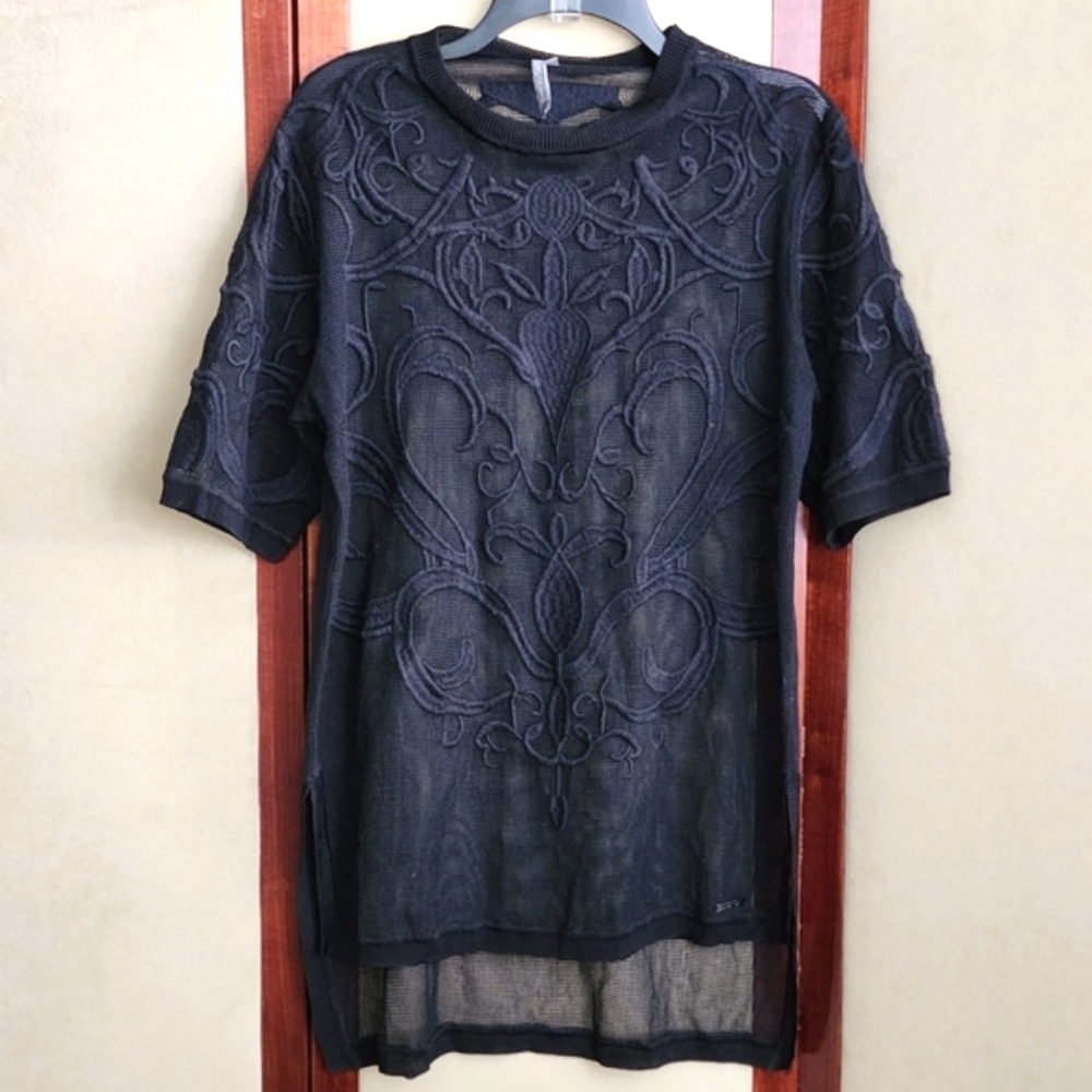 Sweaty Betty Black Mesh Tilia Top Swim Coverup Size S